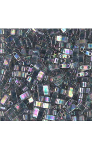 Miyuki half tila 5x2.4mm beads - Dark grey rainbow luster HTL-2440D